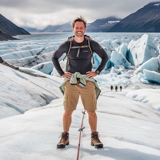 Пешеходный маршрут с туристами, исследующими ледяные пейзажи парка.