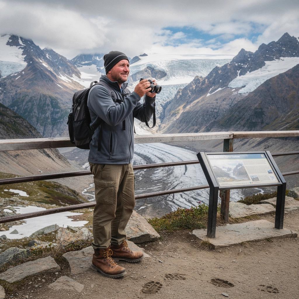 Вид на отражение гор в кристально чистом озере у подножия ледника.